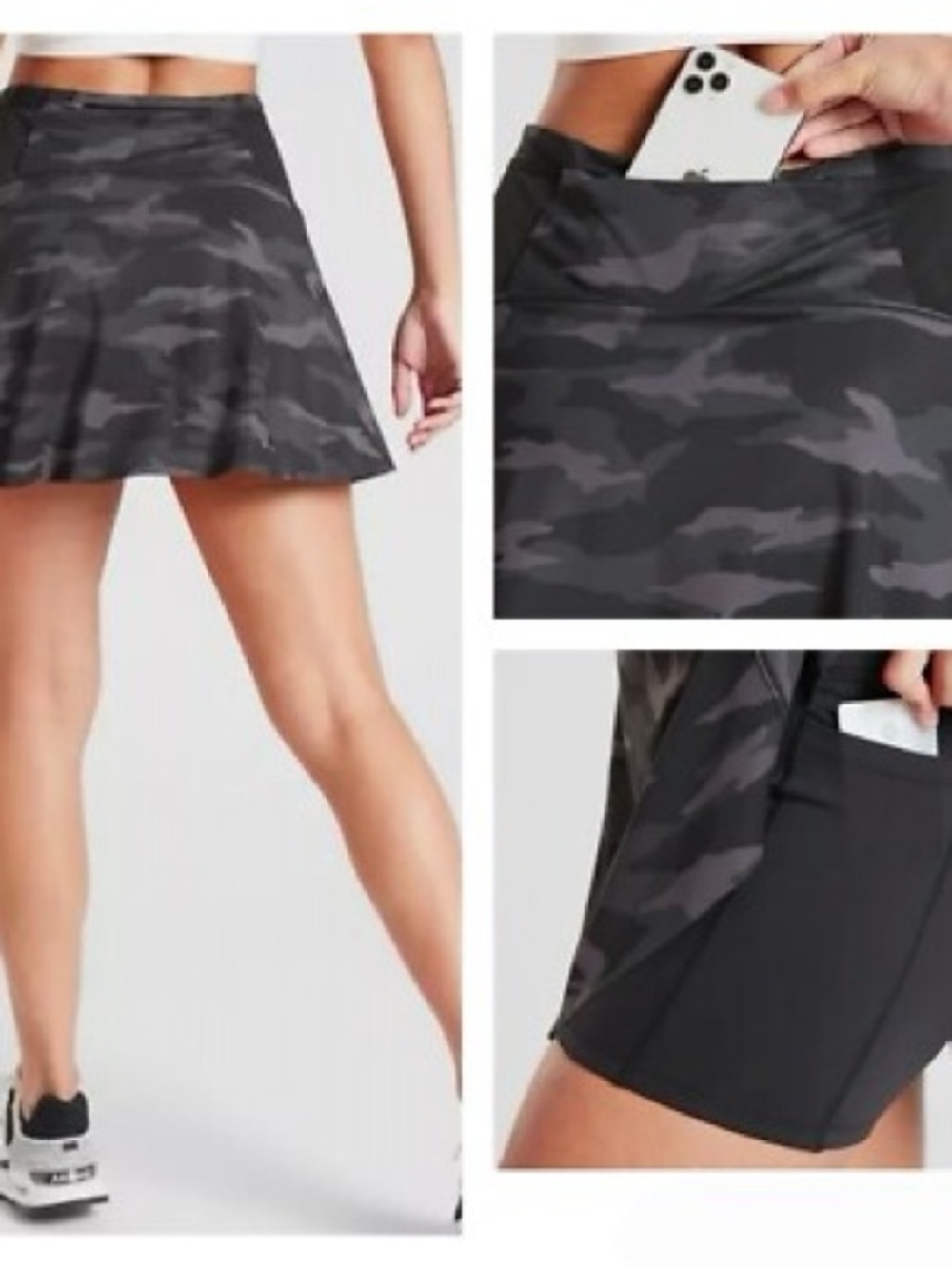 Athleta Match Point Skirt Skort Black Camouflage Camo Small